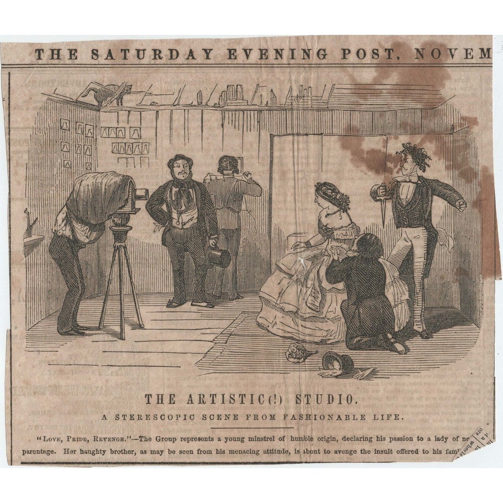 Antique Saturday Evening Post Clipping The Artistic Studio Woodcut 1850-1860
